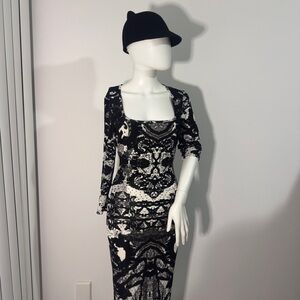 Just Cavalli Mirrored Black and White Patterned Dress